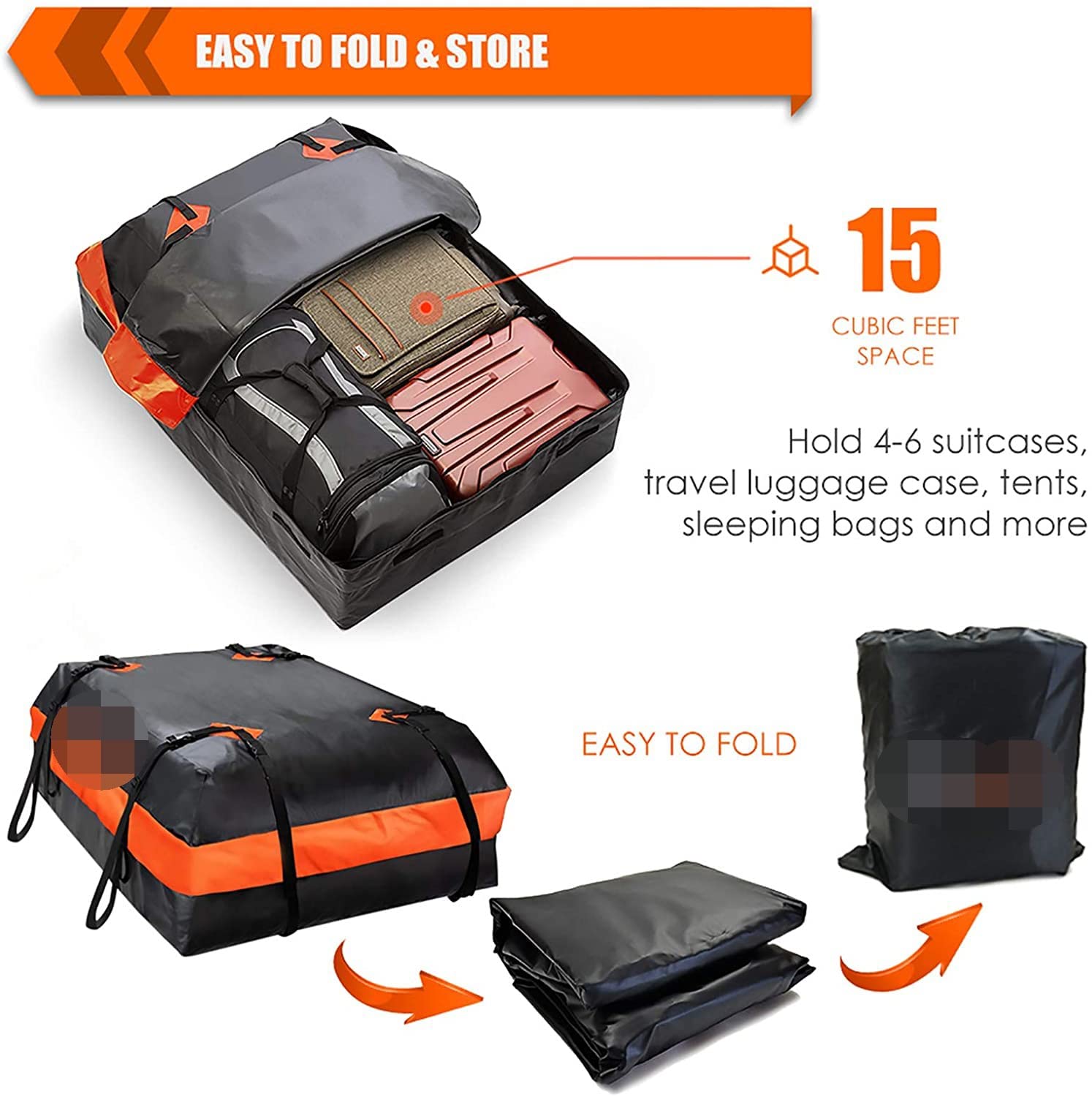 YUEGOO Bolsa Portaequipajes de Techo del Coche para Captur 2013-2023, Cofre de Techo de Coche de 400 litros Bolsa de Techo del Coche Plegable Accesorios de Viaje