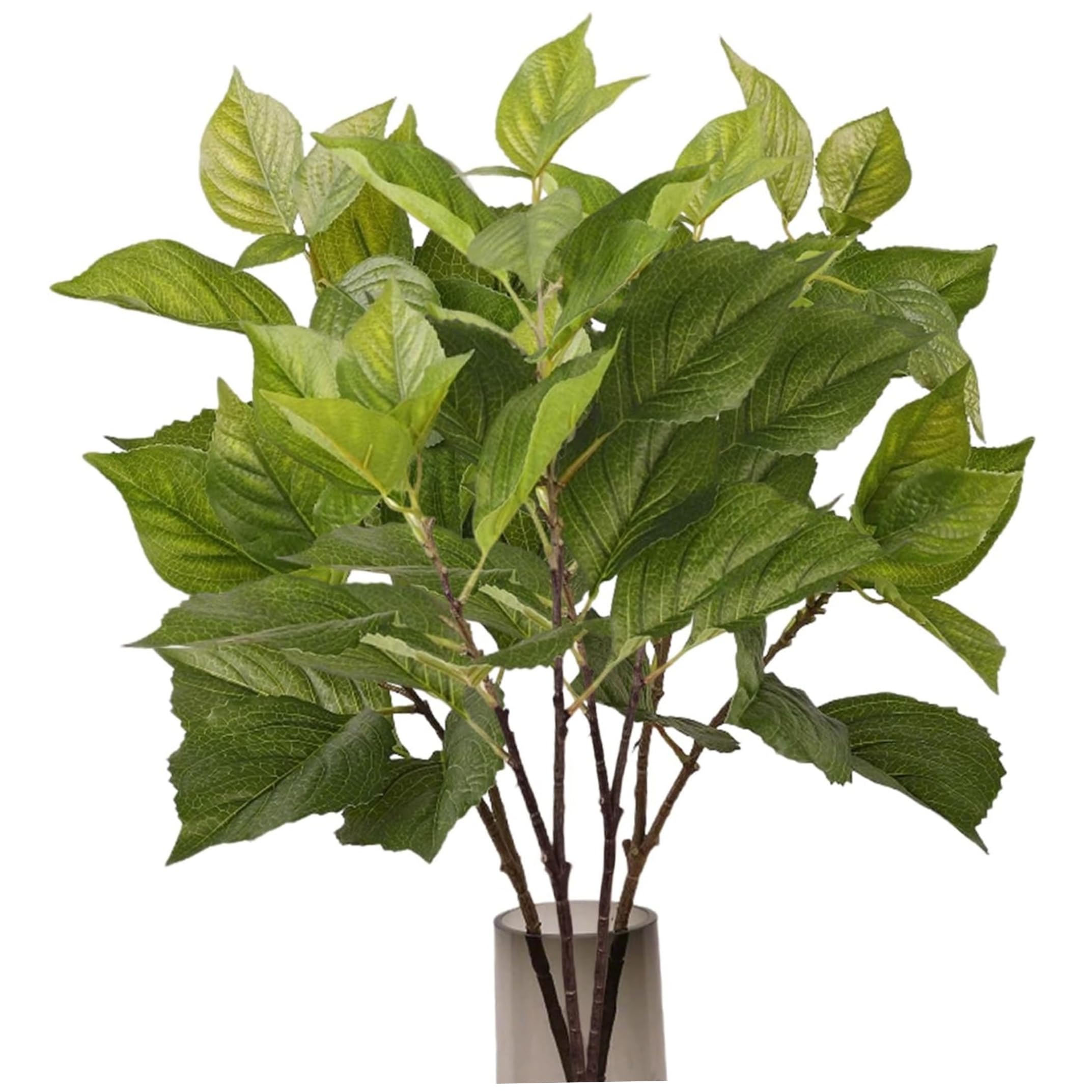 Vervevum 4PCS Hydrangea Leaves Artificial, Realistic Artificial Greenery Hydrangea Faux Foliage Stems for Hoem Decor, Floral Design, Shop Decor, 14x28.5in, Green, Faux Stems