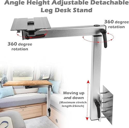 Miniatura 2 de Soporte de base de mesa para caravana, pata de escritorio extraíble de rotación 360, soporte ajustable de aleación de aluminio para caravana,