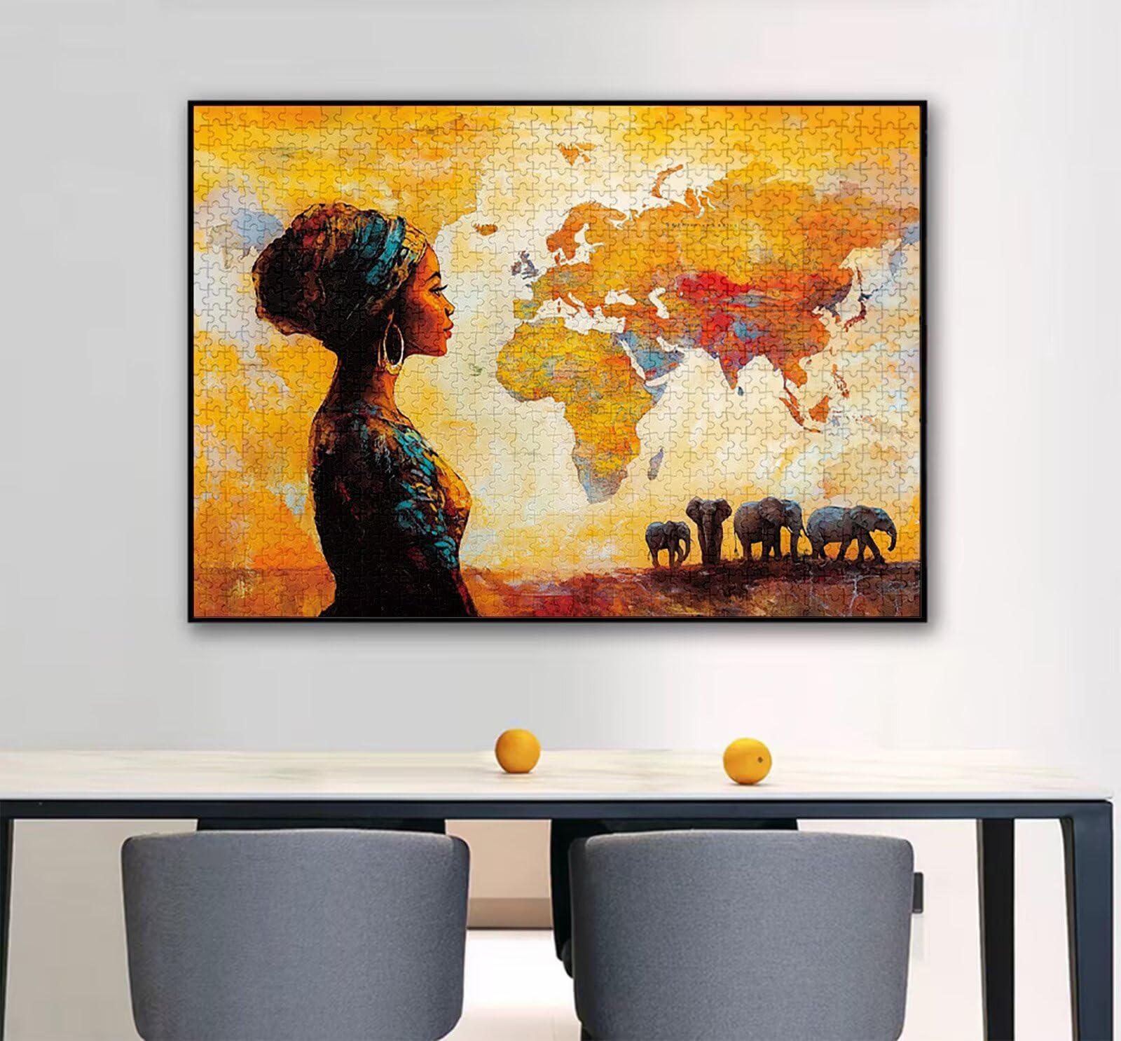 Africa Puzzle 1000 Pezzi Grandi Dimensioni per Adulti, Puzzle Donna Motivo Progettazione con Compact Box e Poster Incluso per Home Room Wall Decor Regalo Donna Men Gifts, Legna Jigsaw 75x50cm,Model218