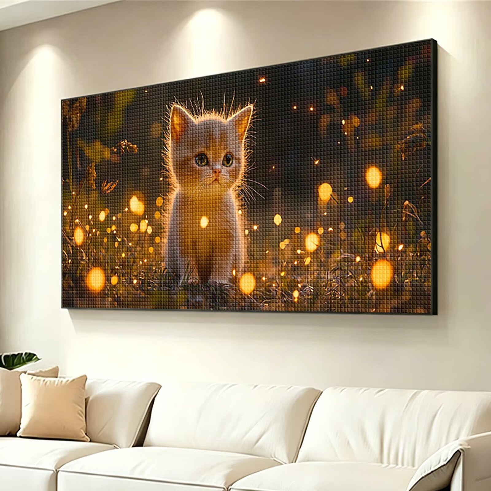 Diamond Painting Adultos Animal Pintura Diamante, Gato Diamond Painting 5D Completo, DIY Cuadrado Cristal Bordado Punto de Cruz Cuadros de Diamantes para Decoracion Hogar, Regalo Mujer 140x70cm 0J-248