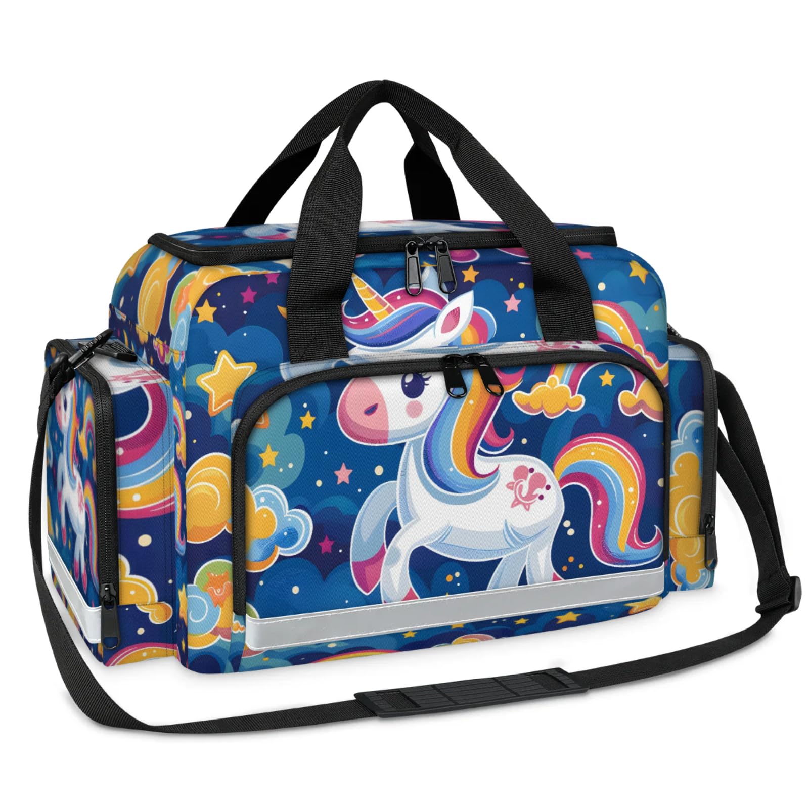 GzLeyigou First Aid Bags Empty, Rainbow Unicorn Emergency Bag First Aid Kit Multiple Compartment Kit Carrier On Call Trauma Bag For Paramedics Emergency Medical Supplies Kit