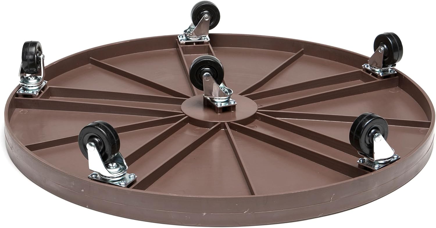 DeVaultEnterprises 23.5" Rolling Plant Caddy with Wheels, Heavy Duty Plant Pot Stand with Casters & Locking Wheel, Indoor Outdoor Planter Base for Pots, Round Plant Tray, Espresso