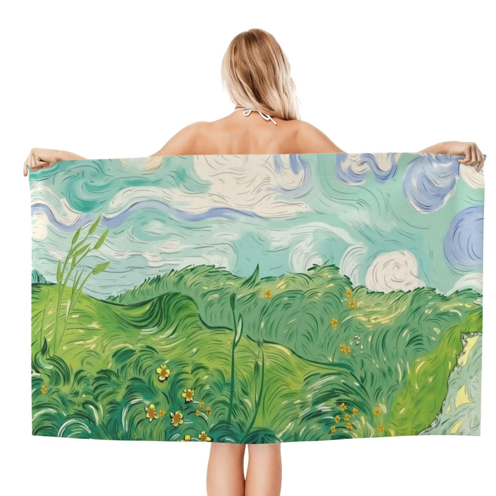 Anceky Beach Towel for Women, Landscape Sand-Free Microfiber Ultra Soft Lightweight Bath Towels for Outdoor Bathroom Swimming 32"X52"