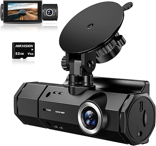 MSAFF Cámara de tablero dual 1080P para automóviles, cámara frontal e interior 1080P Dash Cam de 2.7 pulgadas, pantalla IPS HD, visión nocturna