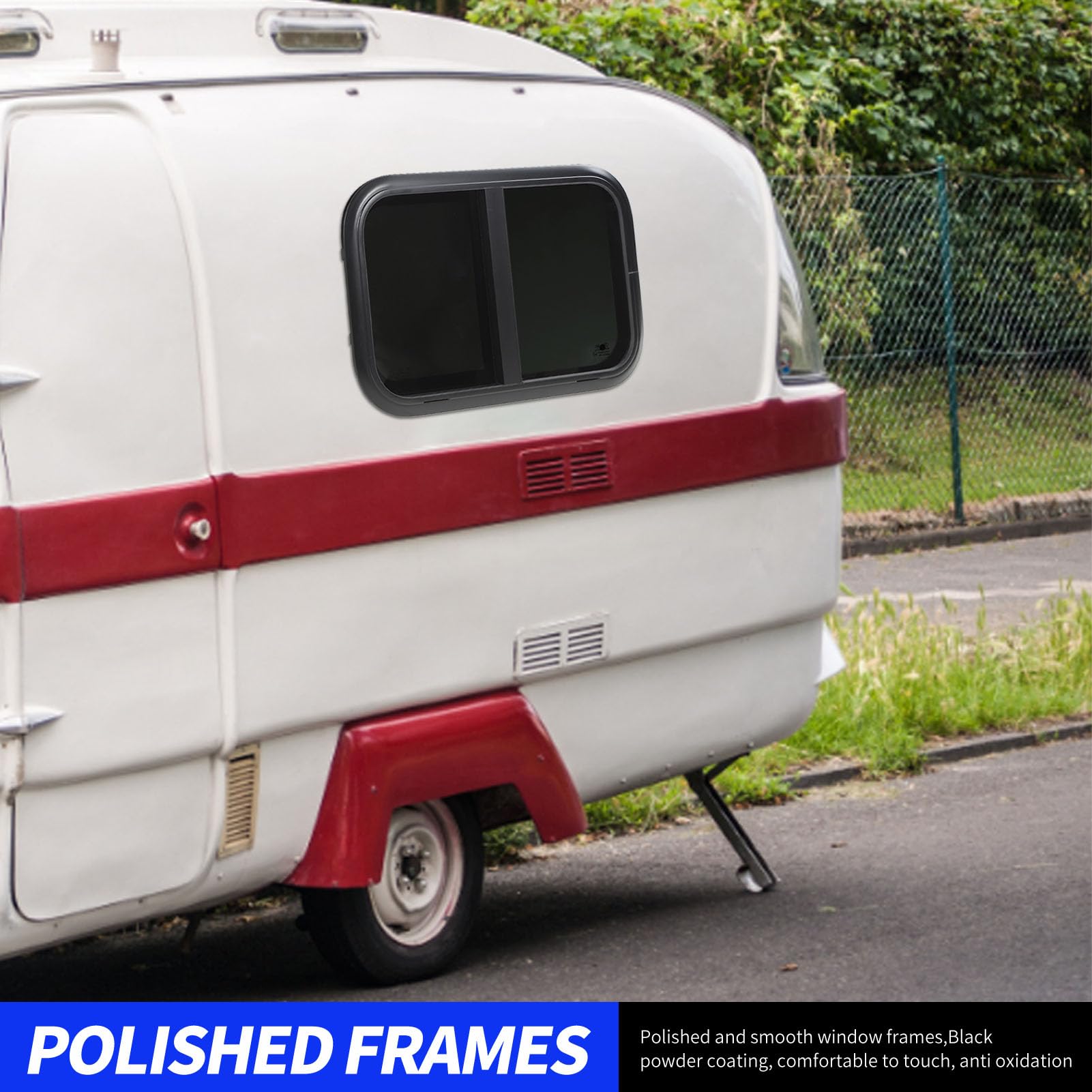 700 X 300 Mm en Verre trempé RV Fenêtre Coulissante Cadre en Alliage D'aluminium Noir avec écran Mobile pour Caravane, Camping-car, Remorque (Épaisseur de paroi applicable : 43 à