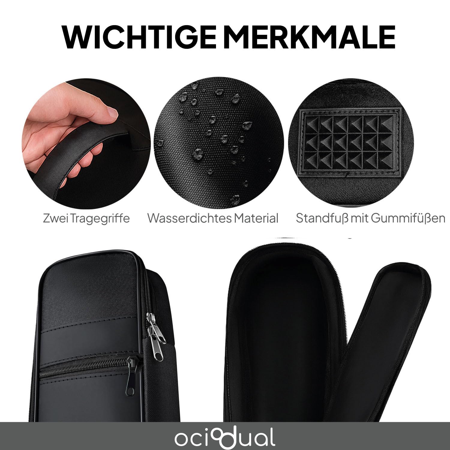 OcioDual Gitarrentasche, Gitarrenkoffer, Gitarrentasche Akustikgitarre, Rucksack mit Außentasche und Tragegriff, Wasserdicht, Rundumschutz für E-Gitarren, Guitar Accessories, Schwarz