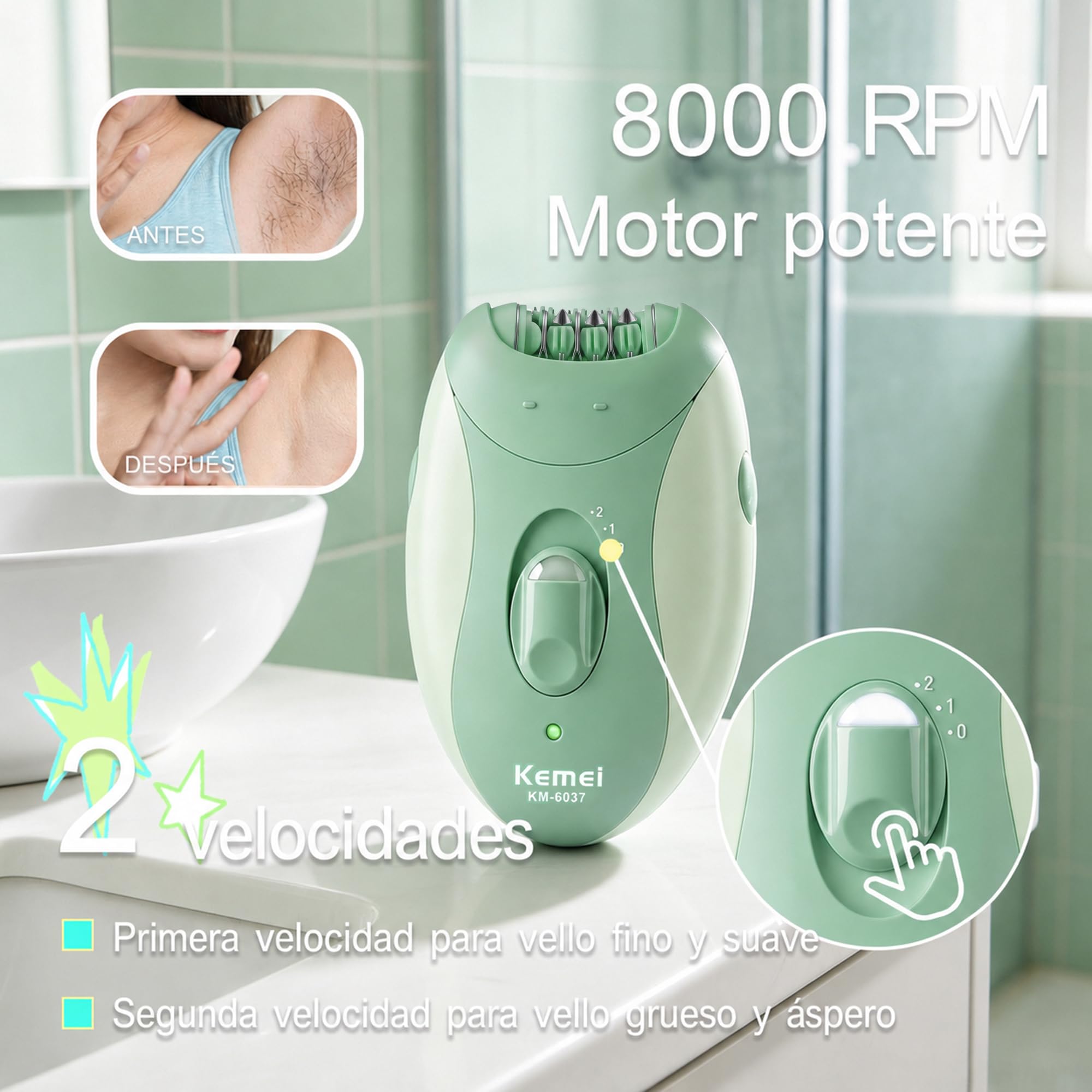KEMEI 4-en-1 Depiladora Eléctrica Mujer, Afeitadora Corporal