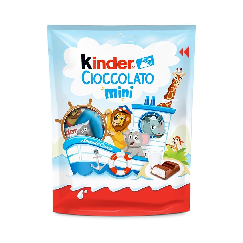 Kinder Cioccolato Mini - 20 Mini Barrette Ripiene al Latte e Ricoperte di Finissimo Cioccolato Puro Cacao, Senza Glutine, 120 Gr
