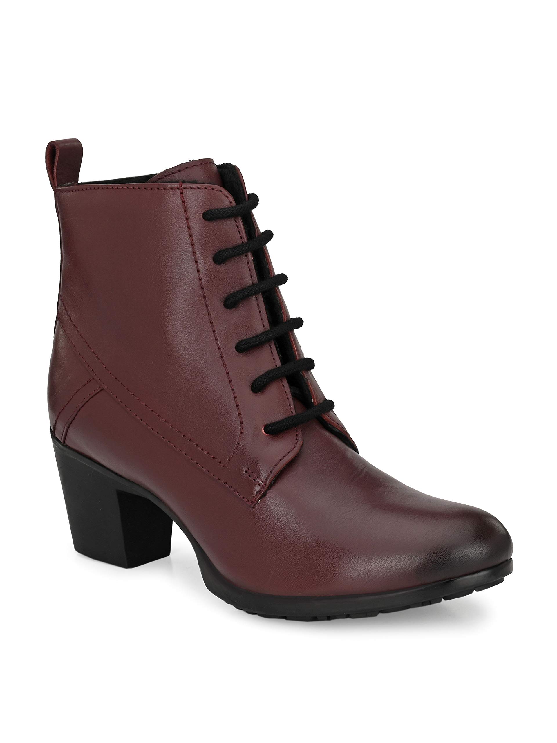 DelizeWomen's Black/Cherry lace up Booties