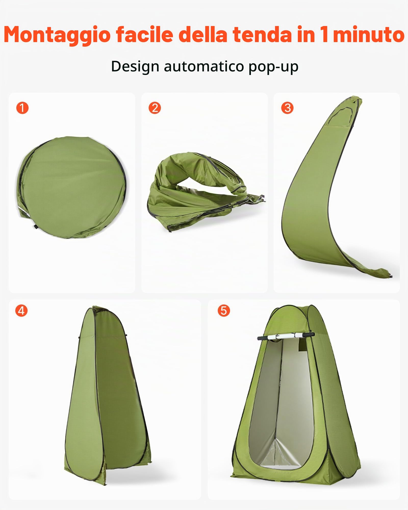 VEVOR Kit WC da Campeggio Pieghevole con Tenda, Toilette da Campeggio Portatile Pieghevole per Campeggio Viaggio Escursionismo Carico max. 150 kg, Borsa da Trasporto Sacchi per Spazzatura
