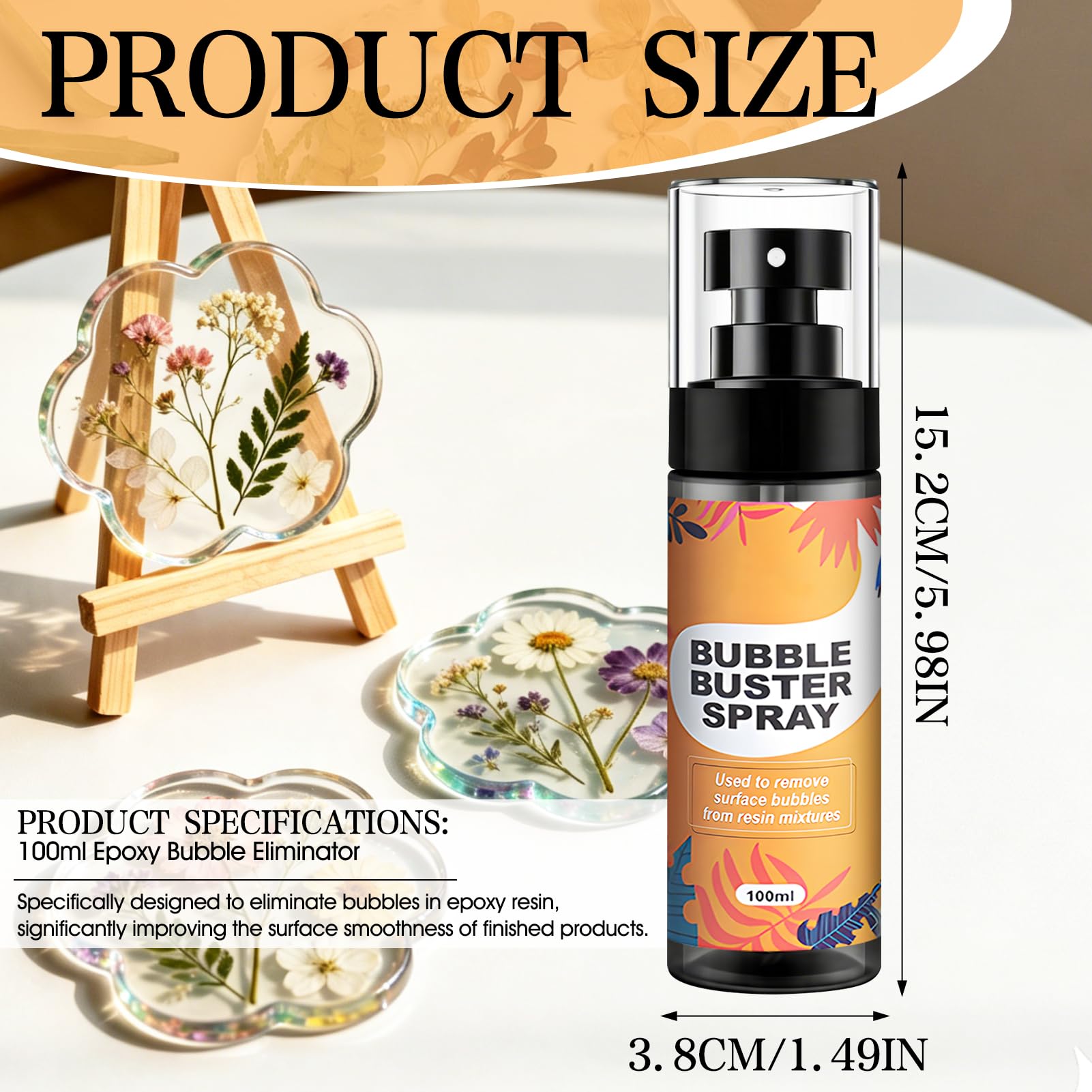 Spray Correttore Anti-Bolle per Resina Epossidica, Resina Epossidica Trasparente Rimuovi Bolle di Resina, Adatto a Tutti I Tipi di Resine Epossidiche, 100ml