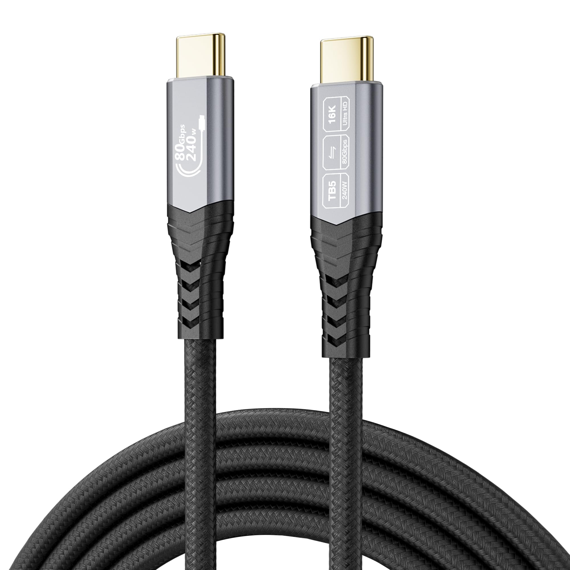 CABLAPTOP 80Gbps USB 4 V2.0 Cavo Thunderbolt 5 3m, unidirezionale fino a 120Gbps, Video 16K/Dual 8K@60Hz, 240W, Compatibile con Thunderbolt 4/3, USB C, Laptop,eGPU,Display,Smartphone
