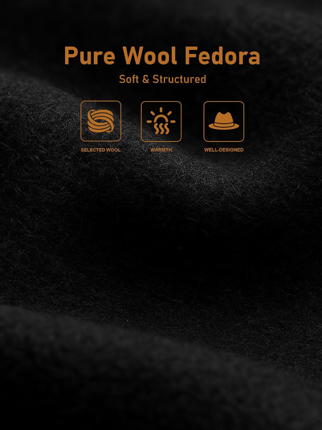 Fedora Hats for Women, Wool Felt Wide Brim Panama Style with Band, Adjustable Drawstring Fit, Dress Church Hat for Men - Image 2