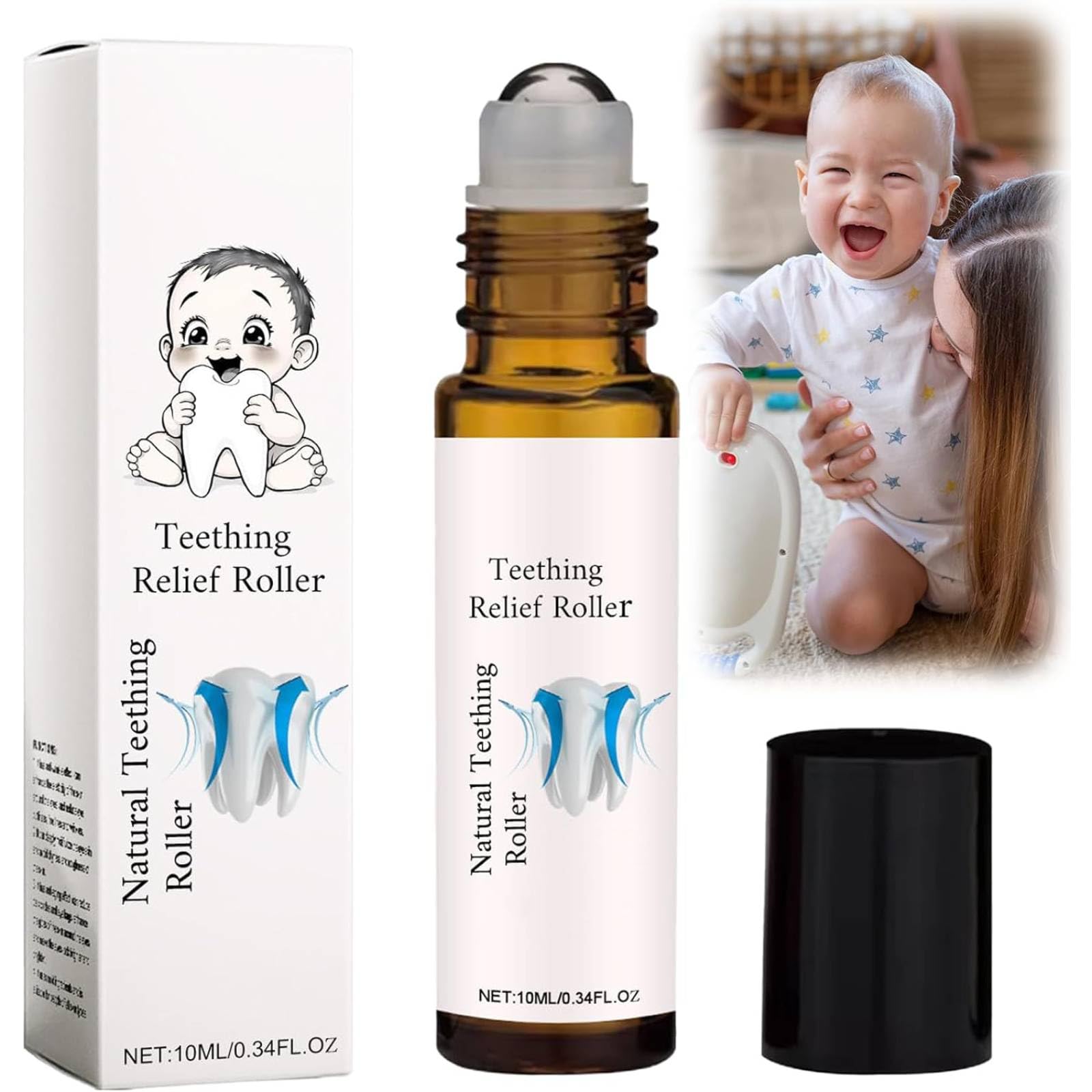 Teething Roller Natural Pain Relief, Natural Pain Relief Roller, Natural Teething Oil for Discomfort Relief Baby, Teething Relief Roller, Teething Gel, Reduce Teething Discomfort (A 1Pc)