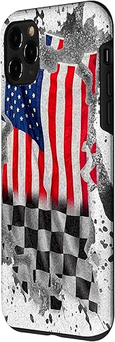 Vista 71 de iPhone 12 mini Car Racing bandera estadounidense pit crew Case