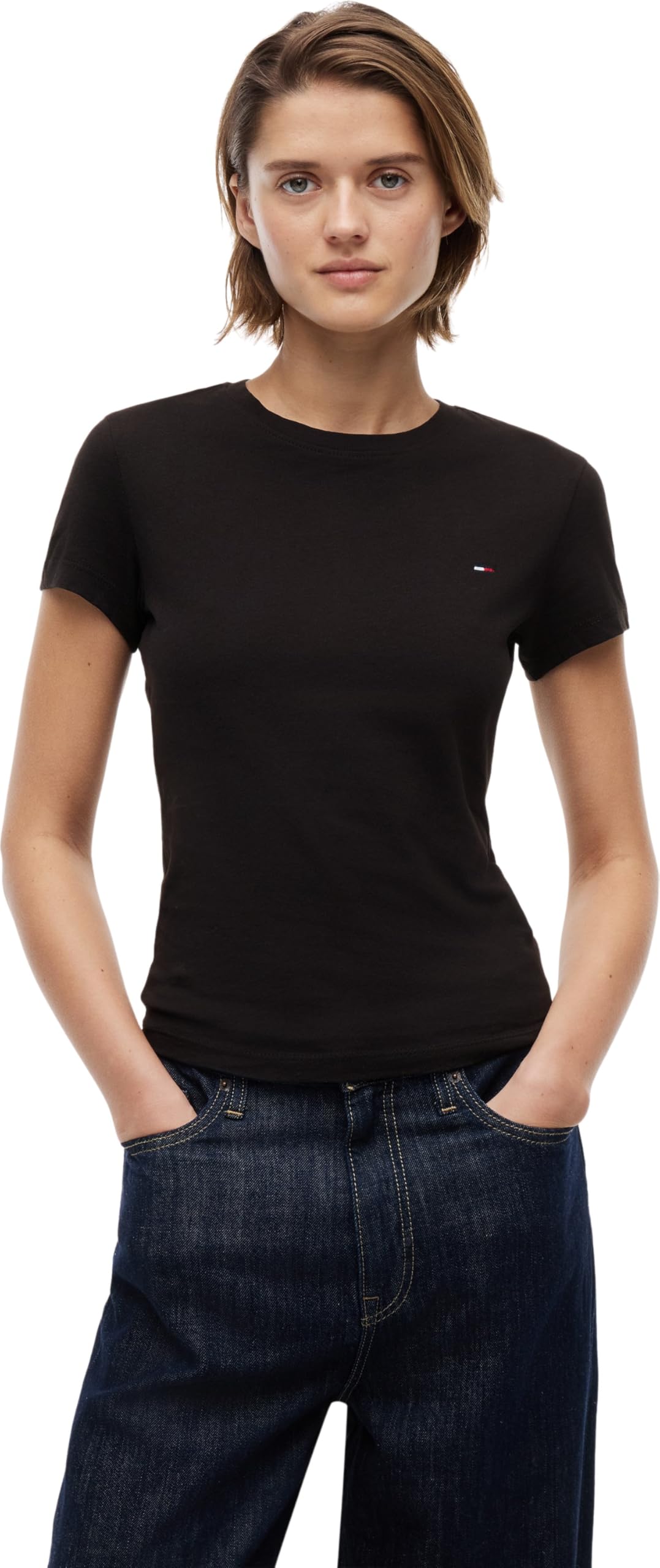 Tommy Jeans Camisetas de Manga Corta Mujer Pack de 2 con Cuello Redondo