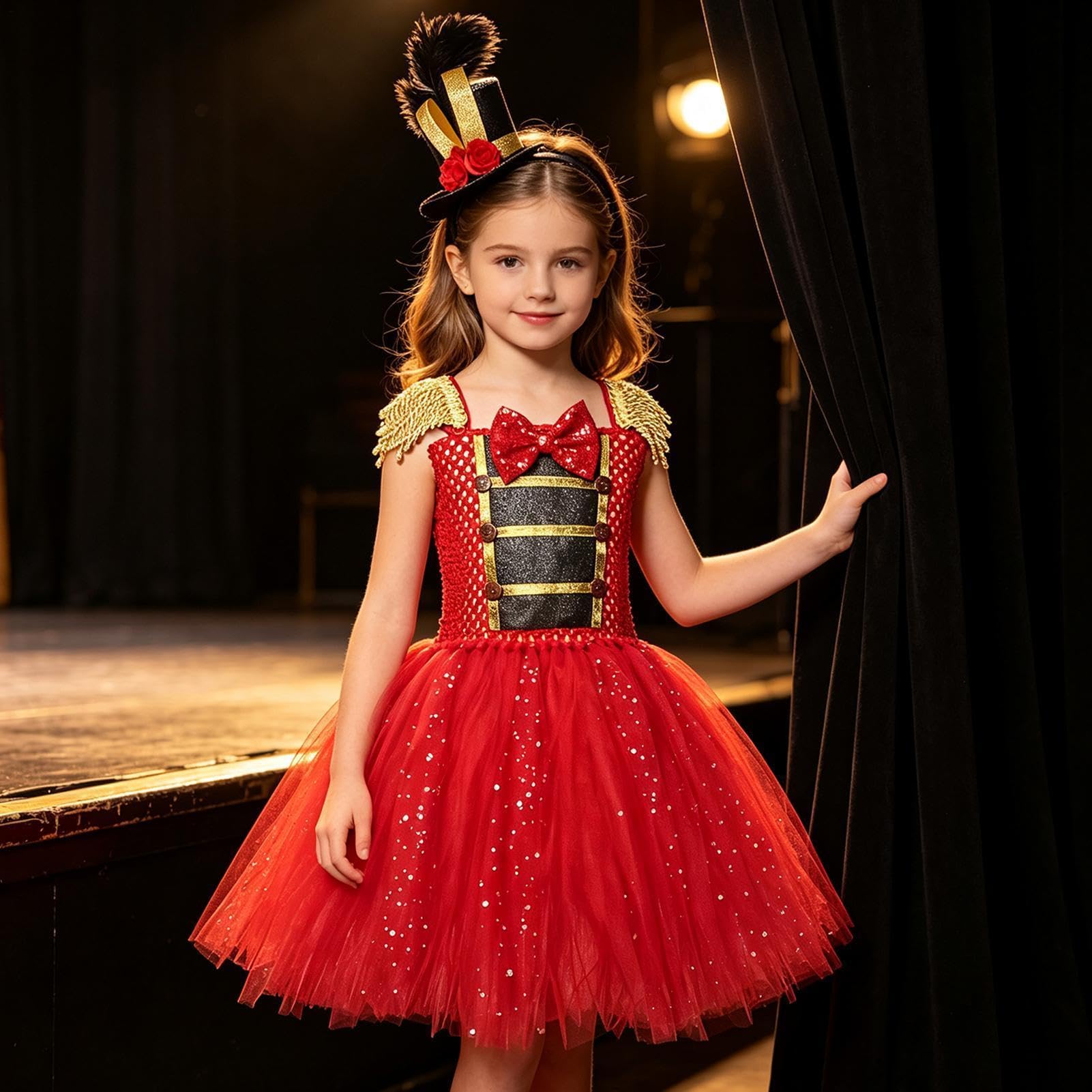 Abito per Bambine con Cappello Cerchietto Tutù Principessa di Natale