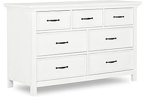 Evolur Belmar Double Dresser: Weathered White Nursery Essential