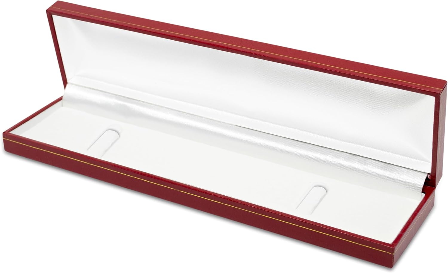 Novel Box 2 Door Red Jewelry Box for Necklace 8.25x5.75x1 Inches – Double Door Necklaces Gift Boxes with Gold Trim – Faux Leatherette Necklace Storage Case & Birthday Gift