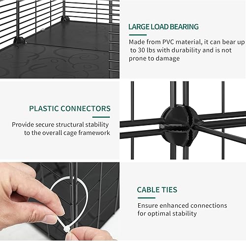 Miniatura 6 de YITAHOME Jaula para gatos de 2 niveles para interiores, jaula para gatos al aire libre, para animales pequeños, corralito para mascotas, perrera de