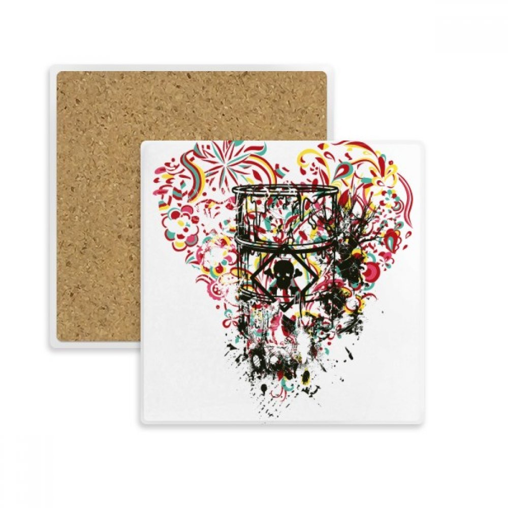 Dessous de verre absorbant pour tasses évitant les taches motif cœur graffiti 2pcs