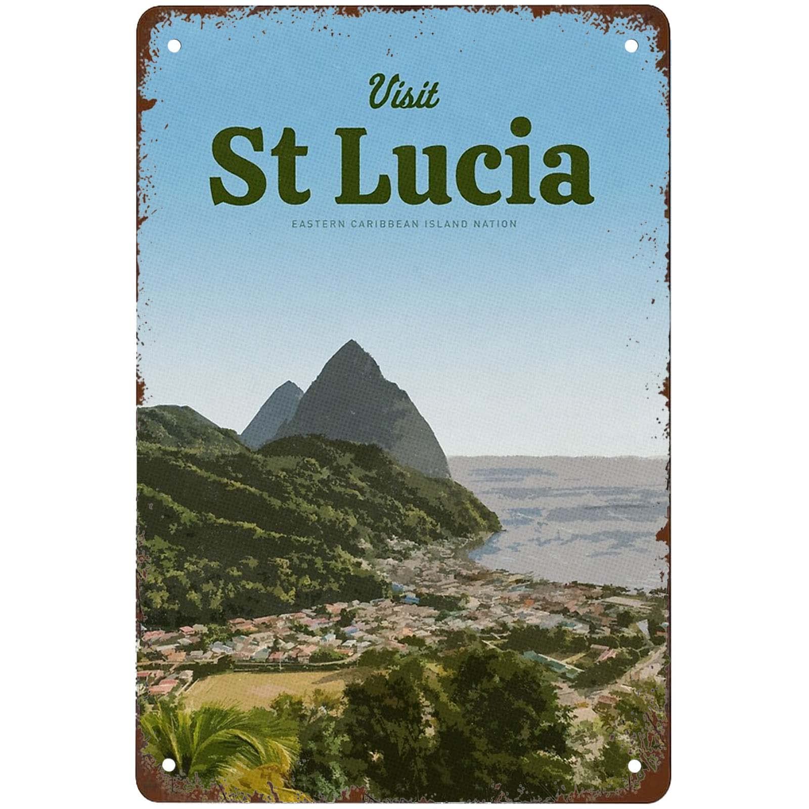 Funny Visit St Lucia Signs Wall Decor Vintage Metal Tin Sign Art Poster Fun