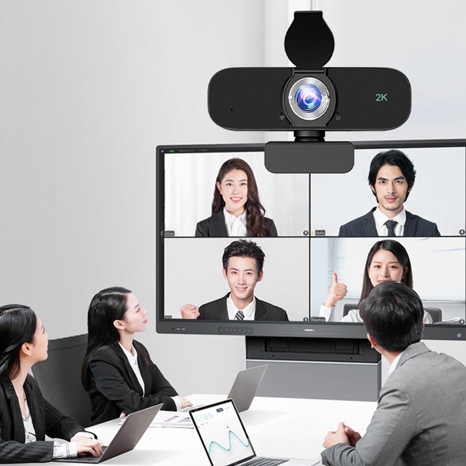 Webcam USB intégrée avec microphones antibruit et trépied réglable pour vidéo R haute définition 1080p 2K 4K