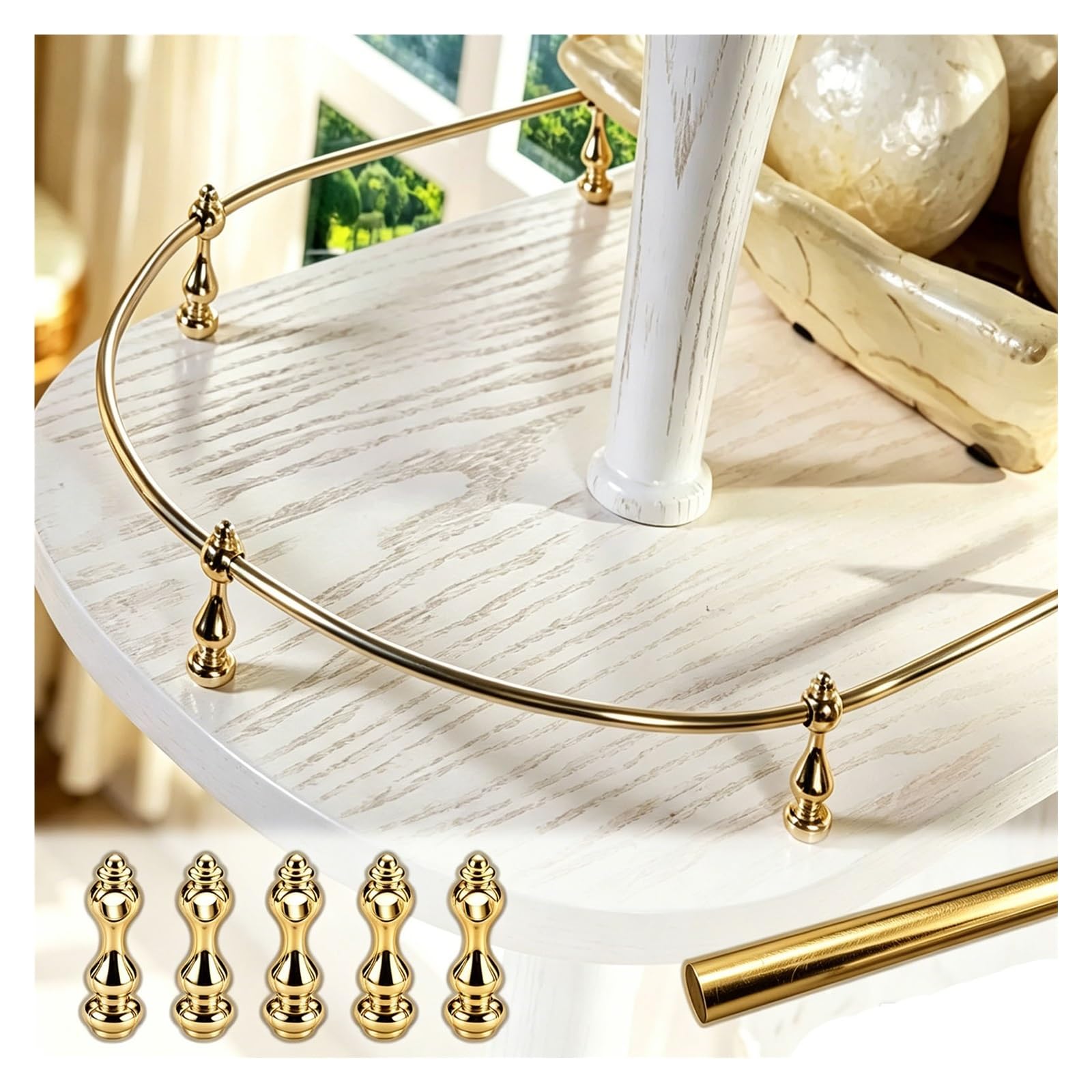 10 12 16 24 28 36in Bendable Aluminum Alloy Shelf Rail Kit, Anti-Tipping Guard Bars for Cabinet, Bookshelf, Wine Storage, Flexible Guard for Retail Rack, Corners(Gold,20in/51cm)