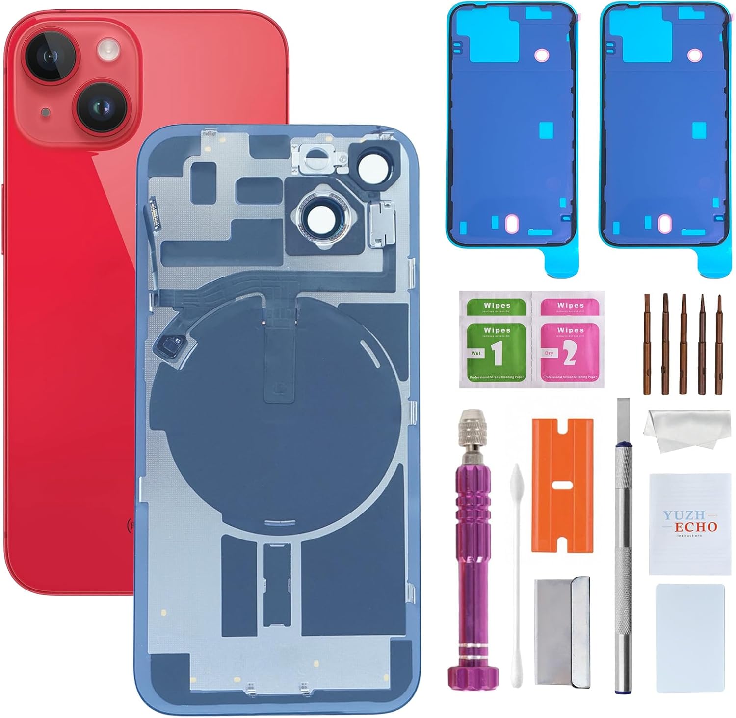 Back Glass Replacement for iPhone 14(6.1 inches Midnight) Integrated Glass & Wireless Charging Repair Tools are Included