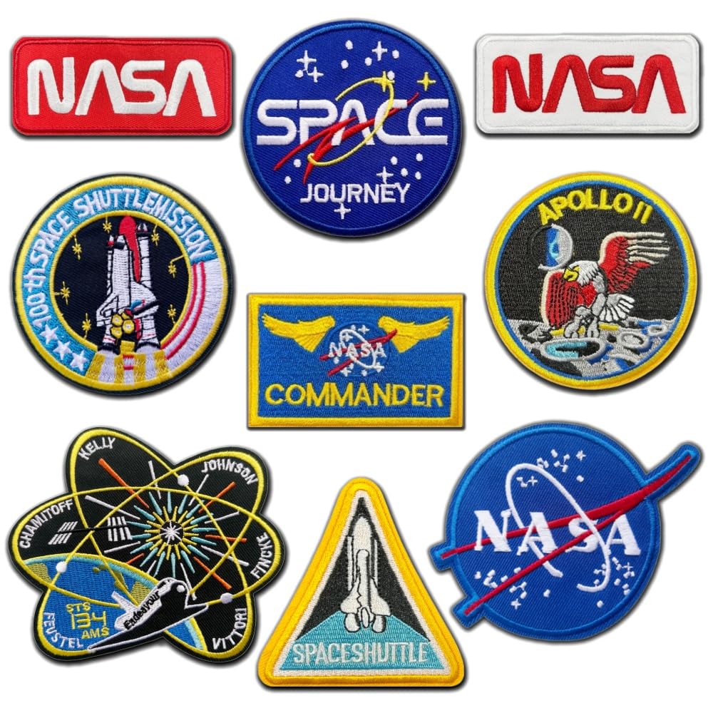 9 Pack NASA Space Explore Assorted Designs Iron On Embroidered Patches