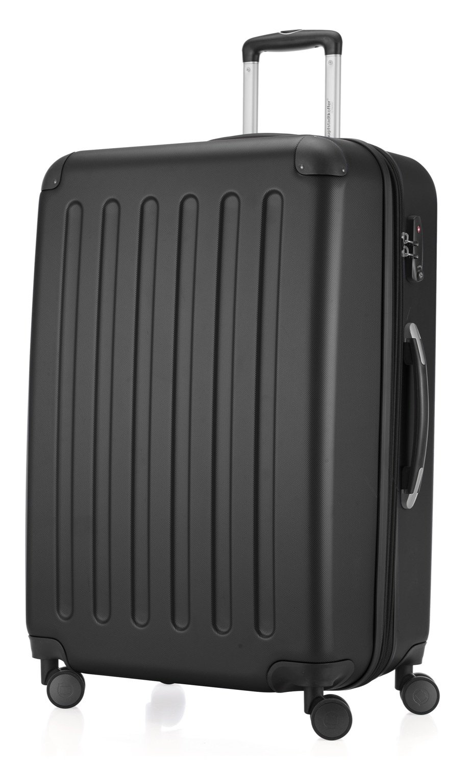HAUPTSTADTKOFFER - SPREE - Valigia rigida, Trolley espandibile, Bagaglio con 4 ruote doppie, TSA, 75 cm, 119 litri, Nero