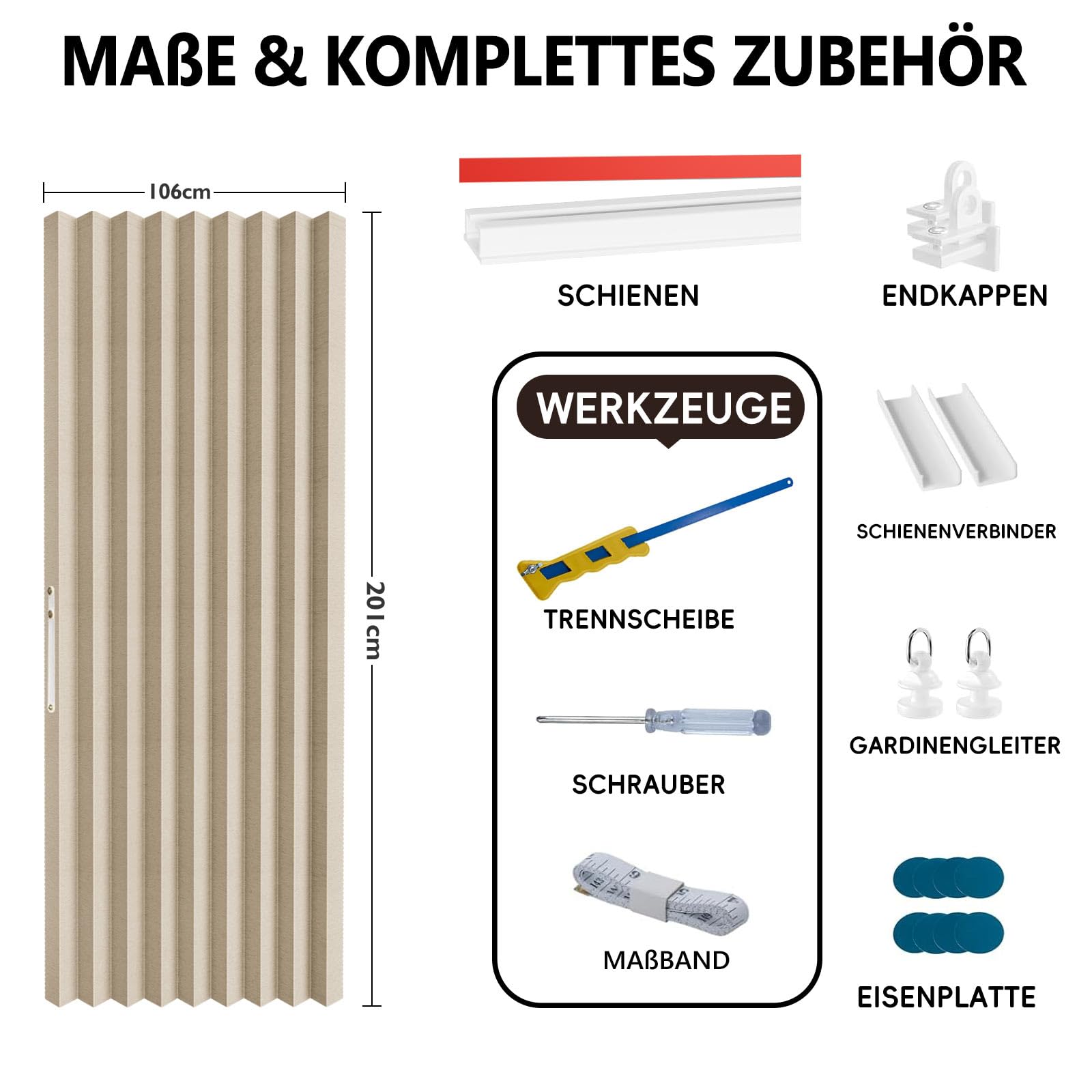Jilron 100% zasłona na drzwi – składana w stylu akordeonowym z zamkiem magnetycznym, montaż bez wiercenia, w zestawie z szyną klejącą, zaciemnienie i osłona przeciwwietrzna, kolor jasnożółty, H201 x