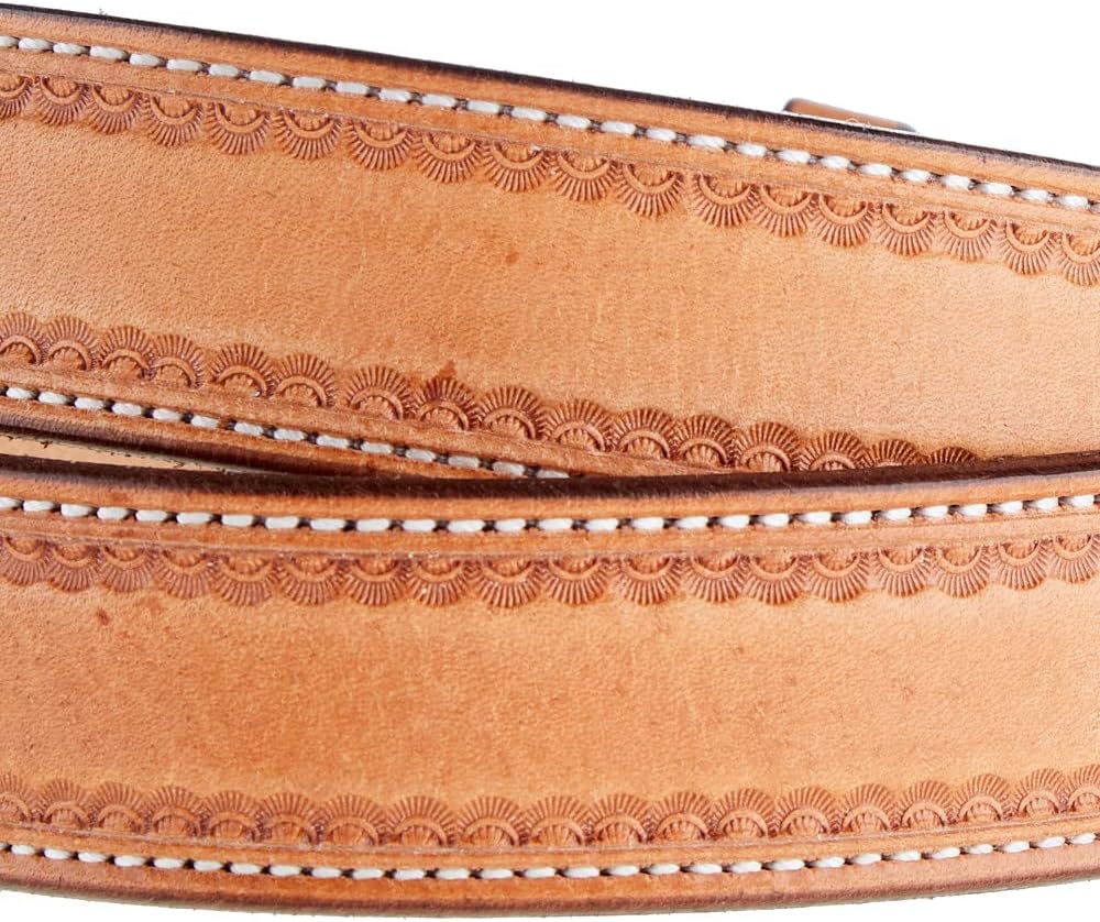 Texas Saddlery Saddle Tan Stamped Border Belt Tan 44
