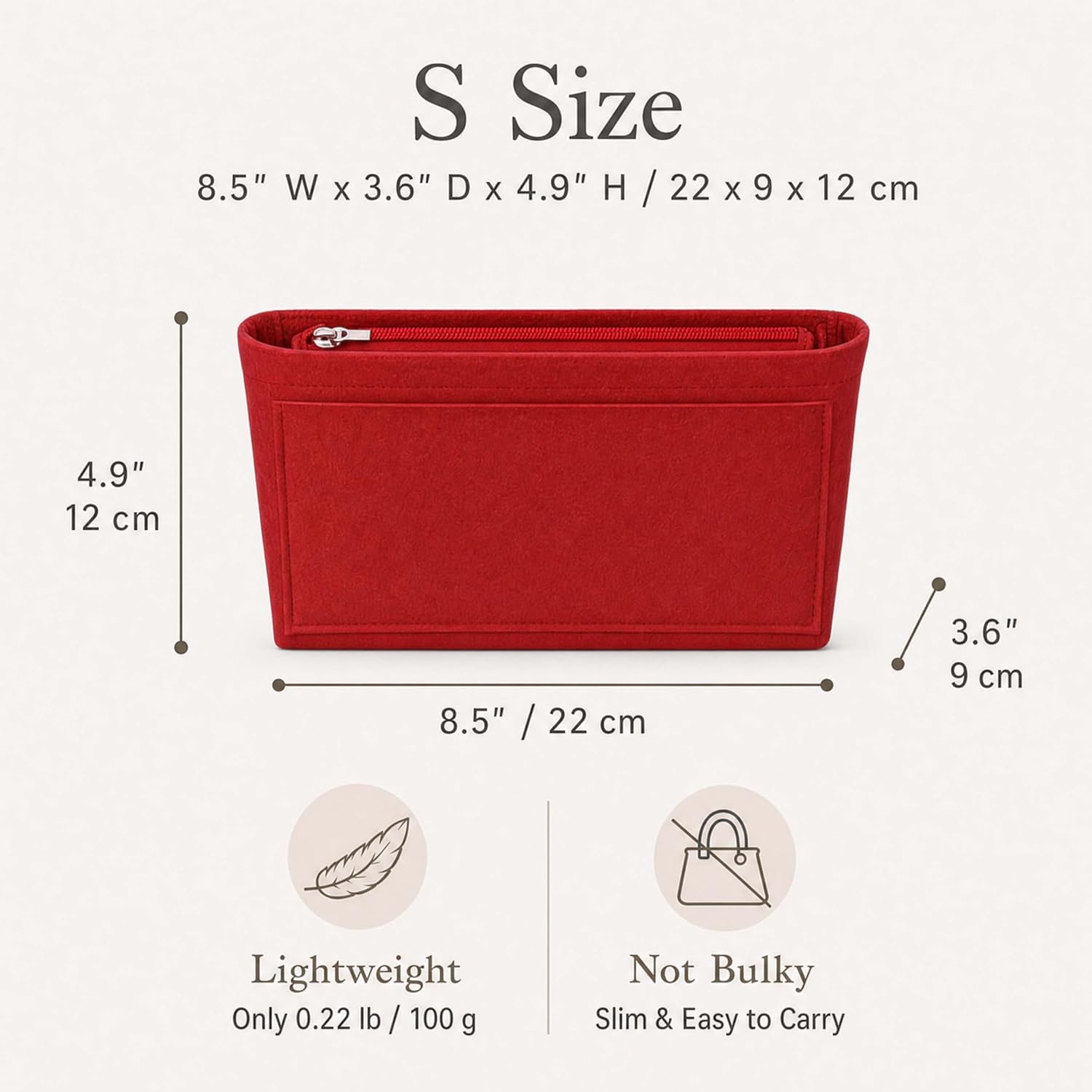 Felt Purse Organizer Insert, Lightweight Multi Pocket Shaper image 2