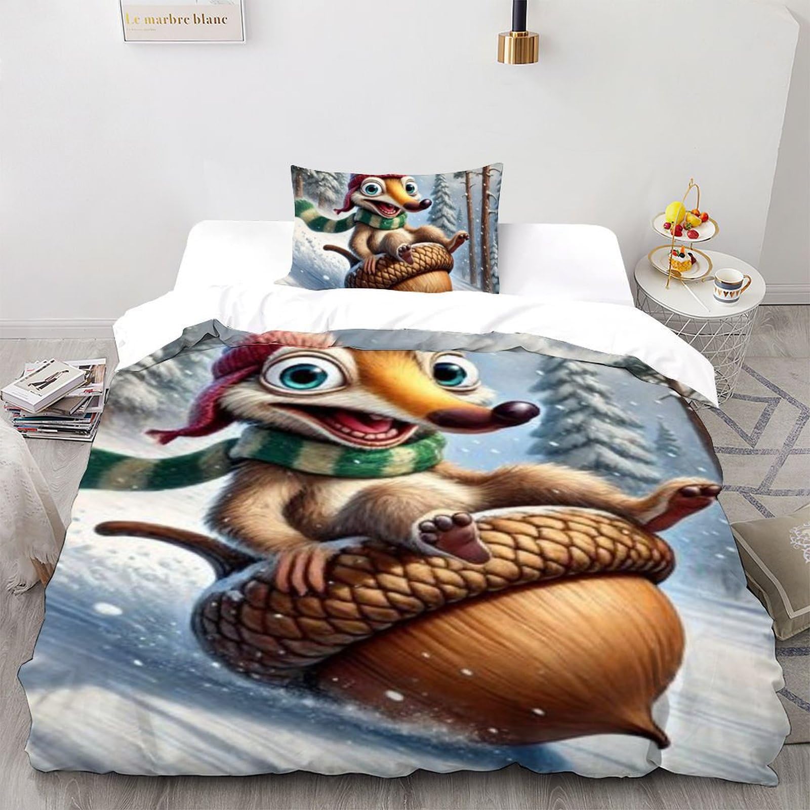 Housse de couette écureuils de ski microfibre 135x200 finis les draps qui glissent