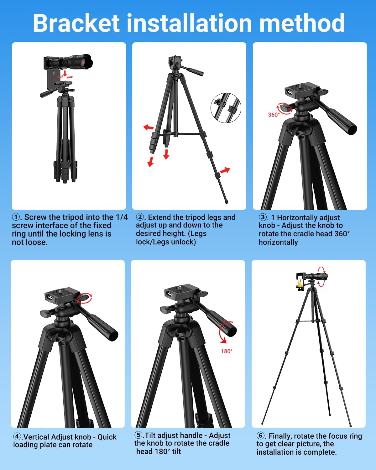 APEXEL High Power 60X HD Telephoto Lens, High Power Telephoto Mobile Cell Phone Lens with Extension Tripod and Wireless Remote for iPhone 15 Pro/14 Pro/13 Pro, Samsung and Most Smartphone
