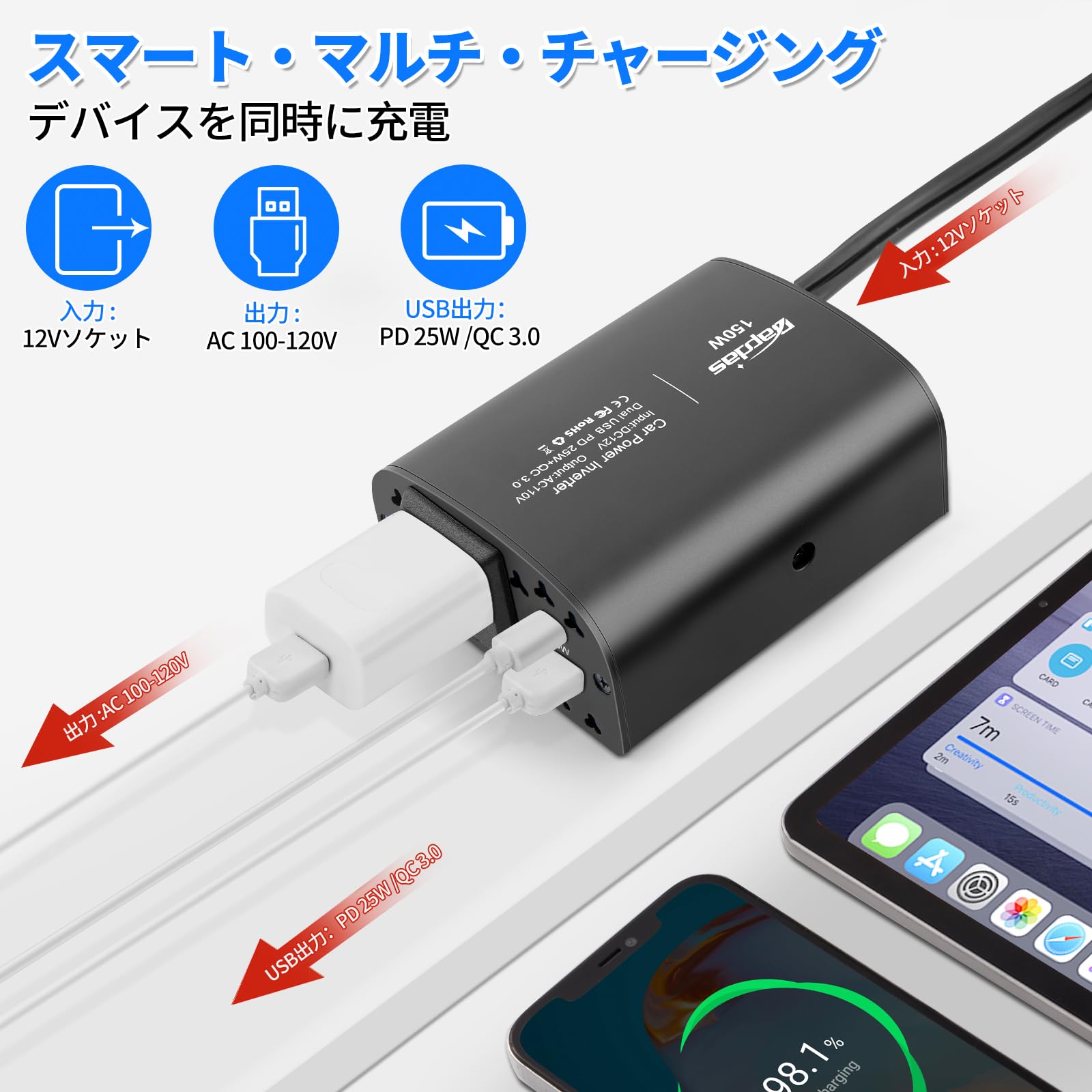 いんばた❤️ Amazon | KOTUBAME 150CM ヒューズ付き 大電流 30A シガーソケット