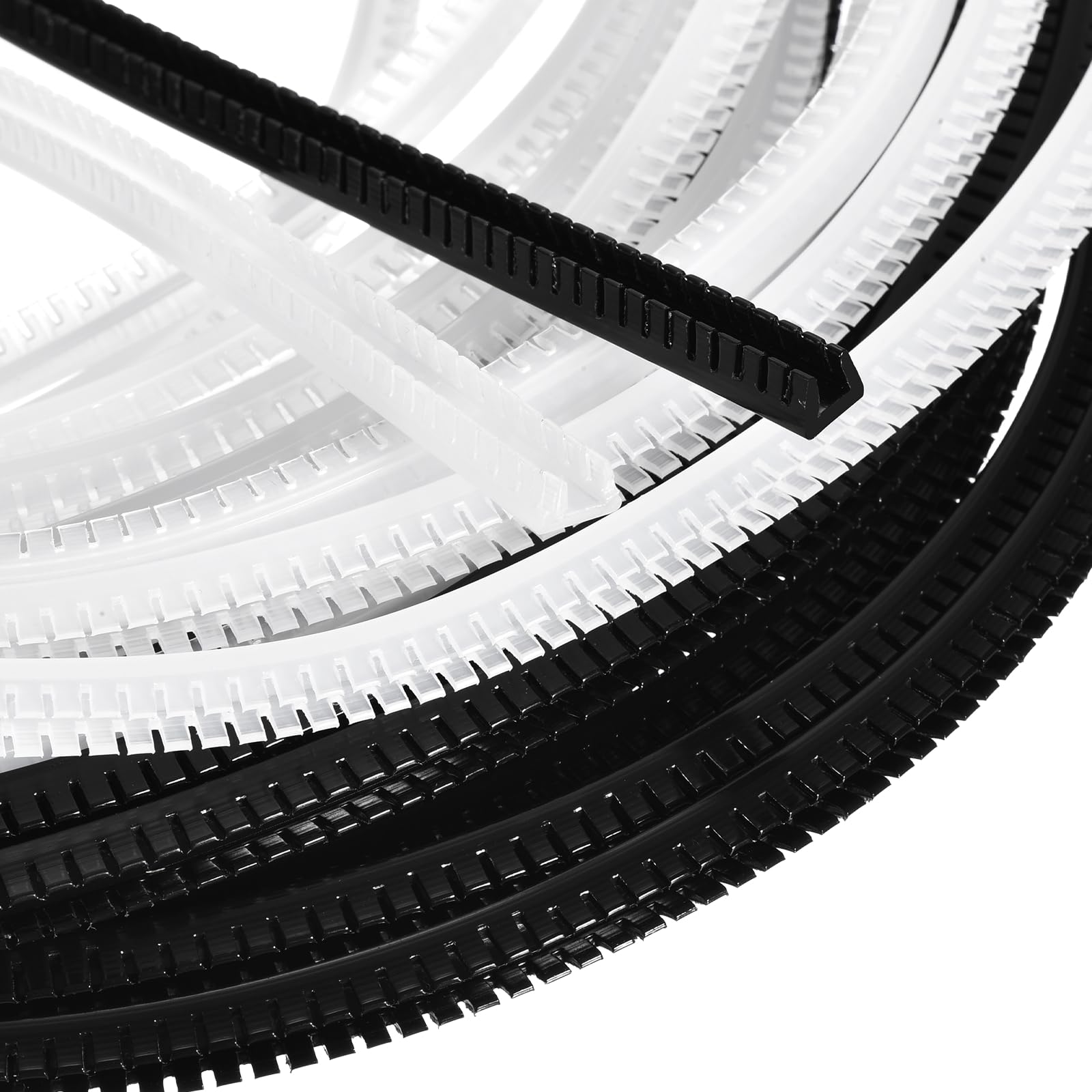 sourcing map 2Pcs U-Shaped Grommet Edging Trim, Fits 4-4.5mm Thickness 33ft Sharp Edge Protectors Push-in Toothed Cable Grommet for Steel Glass Plastic Wood Panel Electrical Wire, Black/White