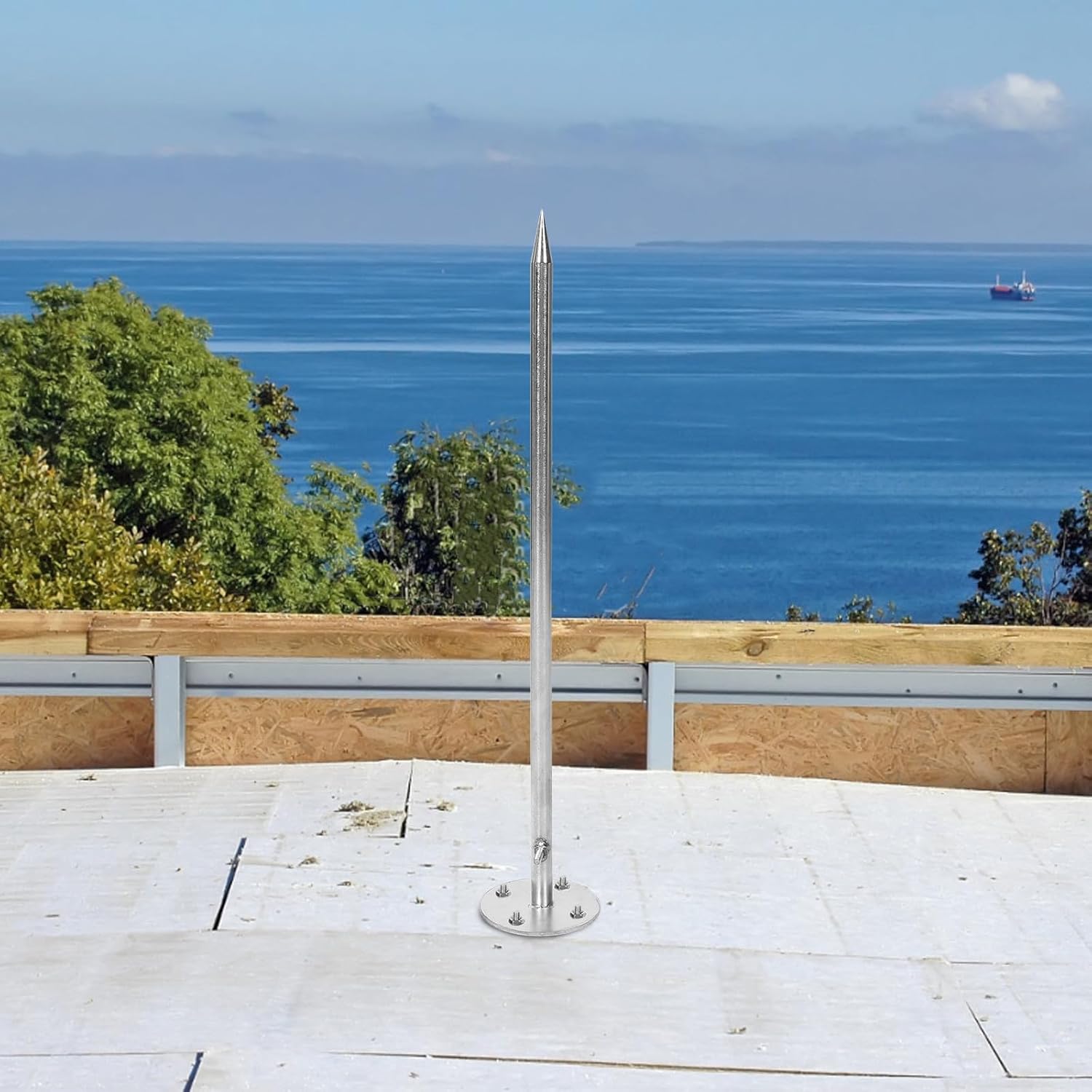 Stainless Steel Surge Protection Rod 0.5m Outdoor Roof Grounding Kit for Residential and Industrial Buildings