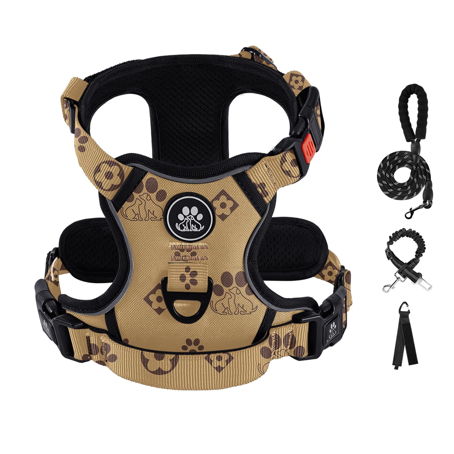 IVY&LANE No Pull Dog Harness with Leash Set, Reflective No Choke Pet Vest,Adjustable Oxford Dog Vest Harness with Easy Control Handle for Small Dogs (