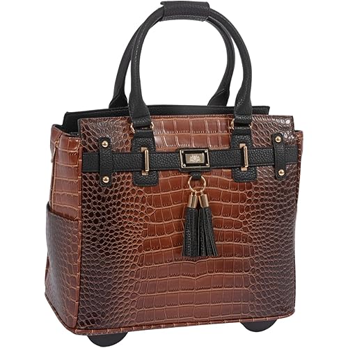 JKM & Company Rolling Laptop Bag for Women | Designer Wheeled Briefcase | Fits 13-17" Laptops | Office Travel Computer Case