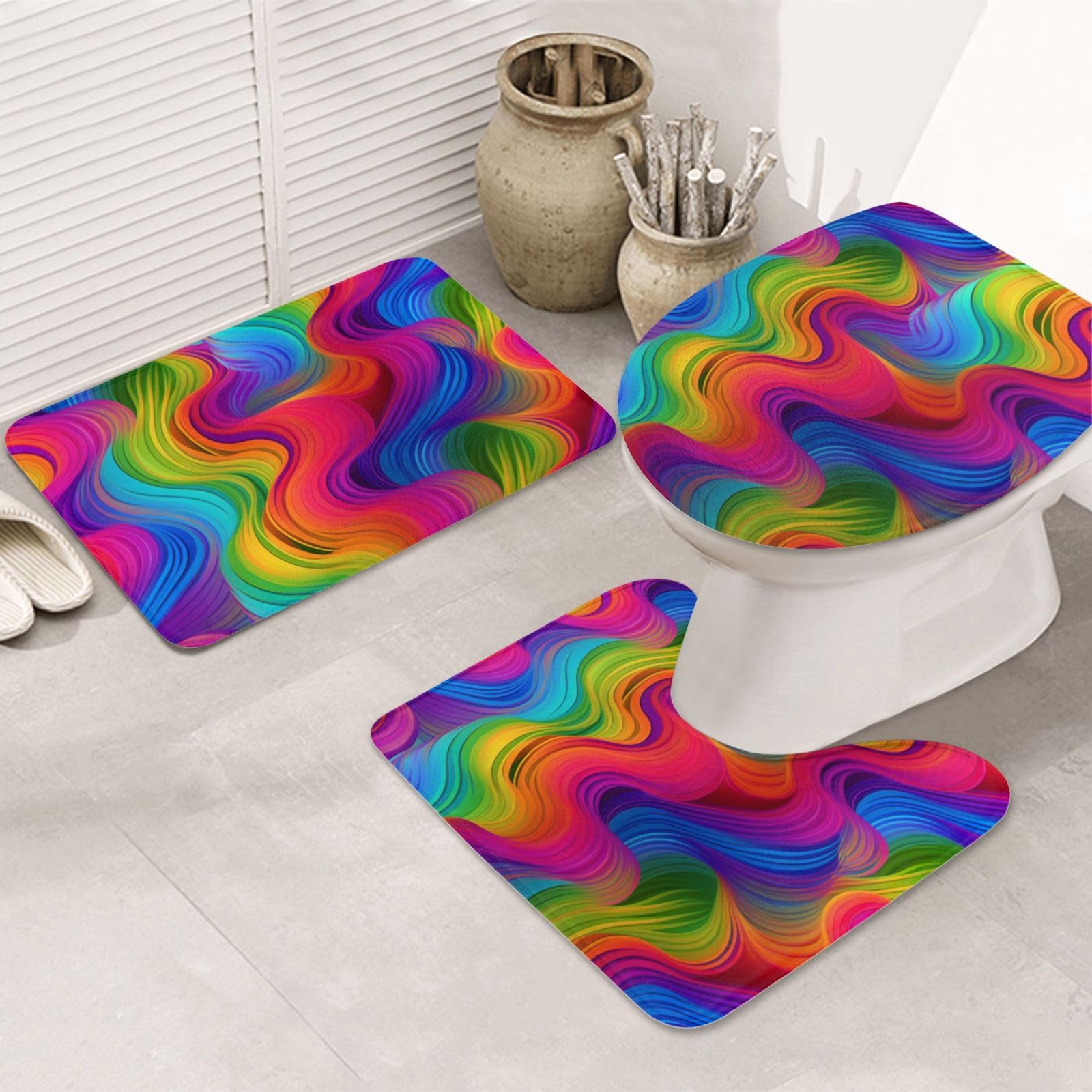 Tapis de salle de bain absorbants et antidérapants Lot de 3 en U