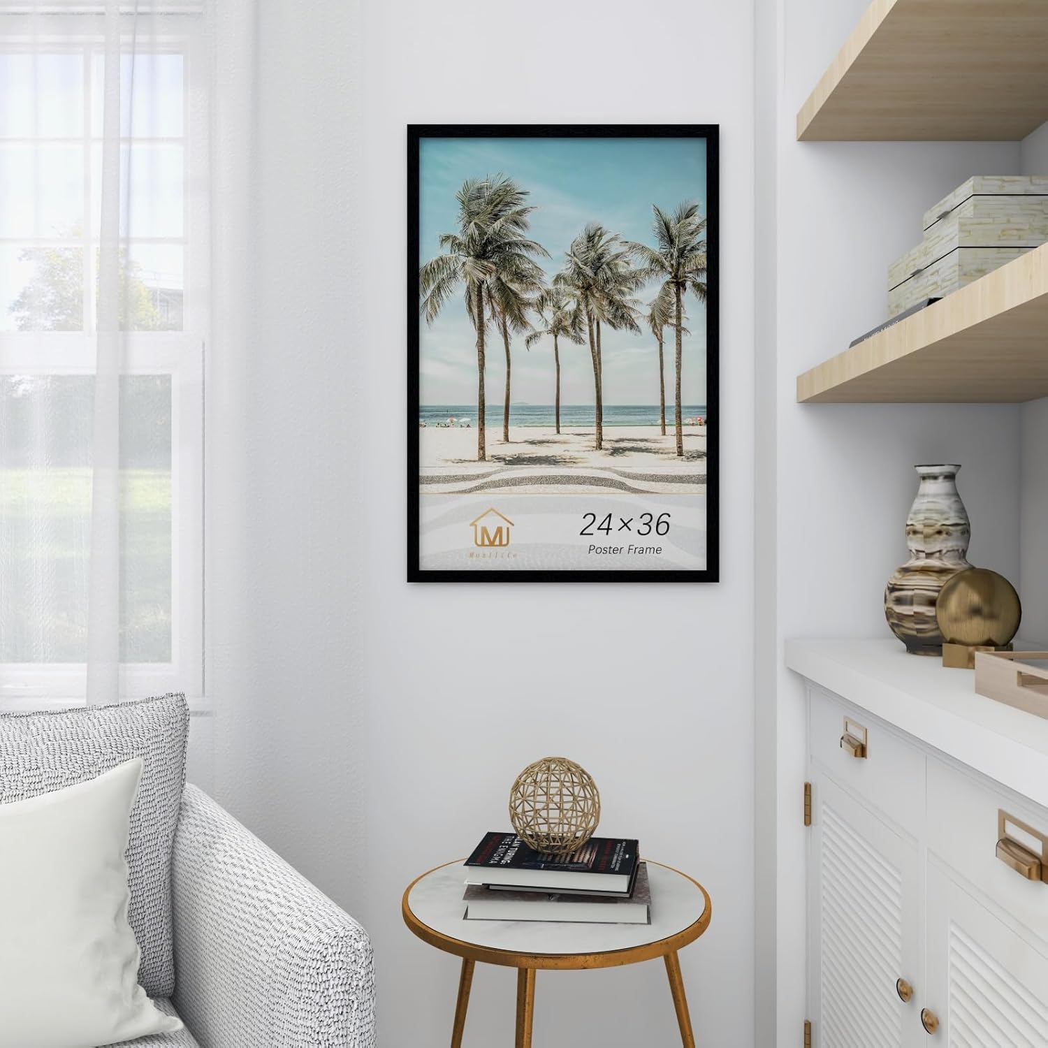 24×36 Black Poster Frame 2 Pack, Engineered Wood Movie Poster Picture Frames with Plexiglass Cover and Hanging Hardware for Horizontal or Vertical, Large