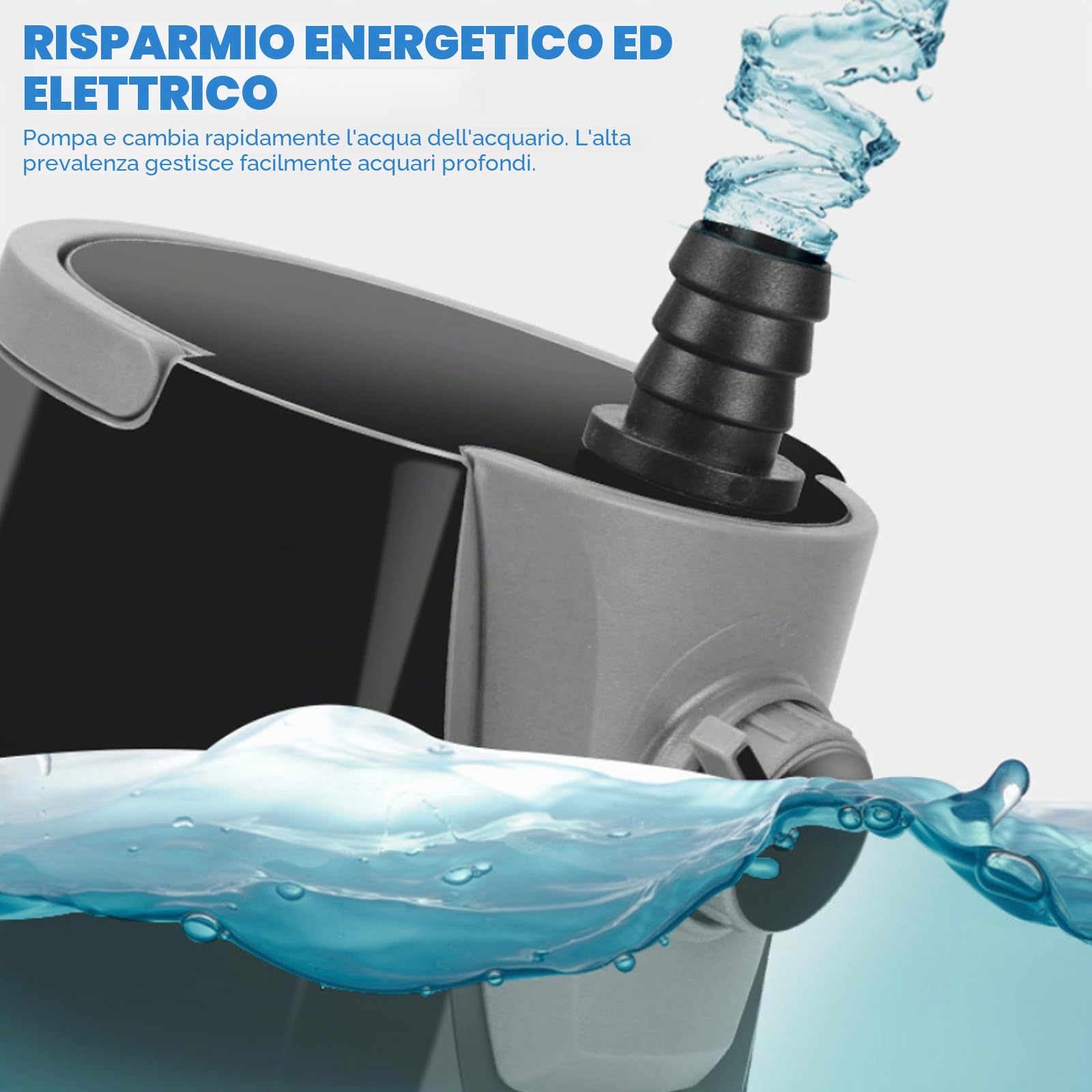 Pompa dell'acqua, pompa per acquario, 35 W, 2500 l/h, ultraleggera, mini pompa per laghetto con interruttore regolabile, tubo da 1 m e 3 ugelli per idroponica, fontana, stagno, acquari