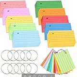 1000 Pcs Index Cards 2.91 x 2.01 Inch Color Flash Cards with Rings, Heavy Note Cards, Punched Ruled Index Cards for Studying, Office and Home, 10 Colors
