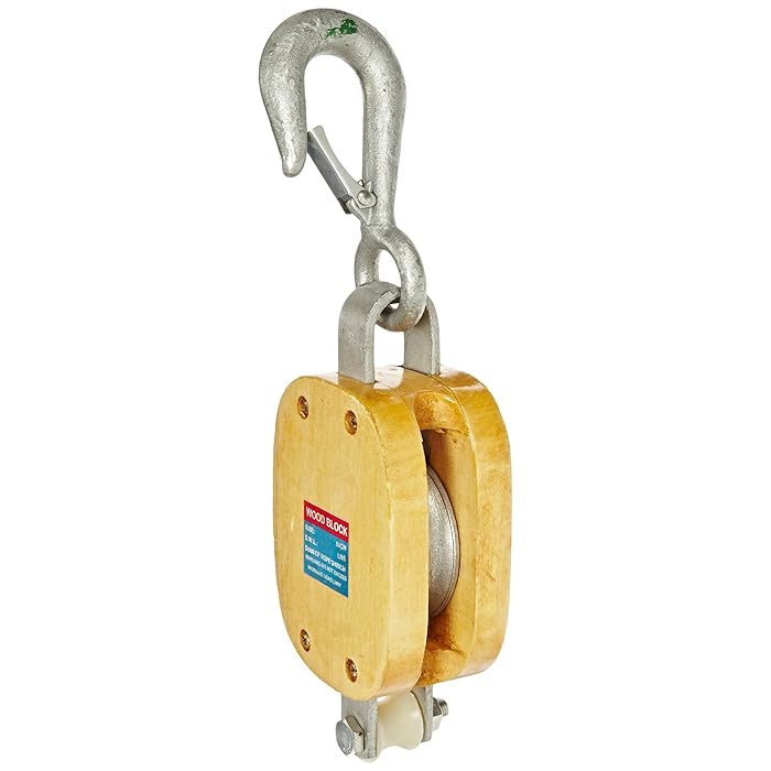 Buy Indusco 16900086 6" Single Wood Manila Rope Block with Hook, 1800