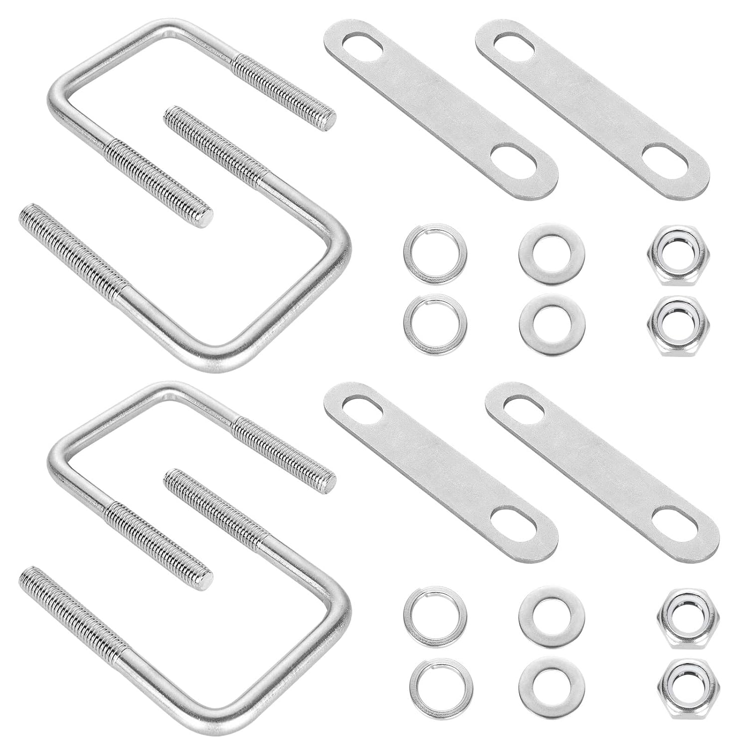 4Pack Square U-Bolts 3-1/16" W x 4-5/16" L, 304 Stainless Steel U Bolts M12 with Washers & Nuts for Replacement Parts and Accessories for Ski Boat, Fishing Boat or Sailboat Trailer