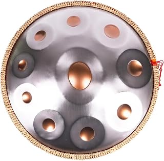 Handpan Drums For Adults, 22 Inches 10Notes Steel Tongue Chakra Drums, Rustproof Meditation Percussion Instruments Hand Pan Drum For Kids With Bag Stand Drum Mallets(Silver)
