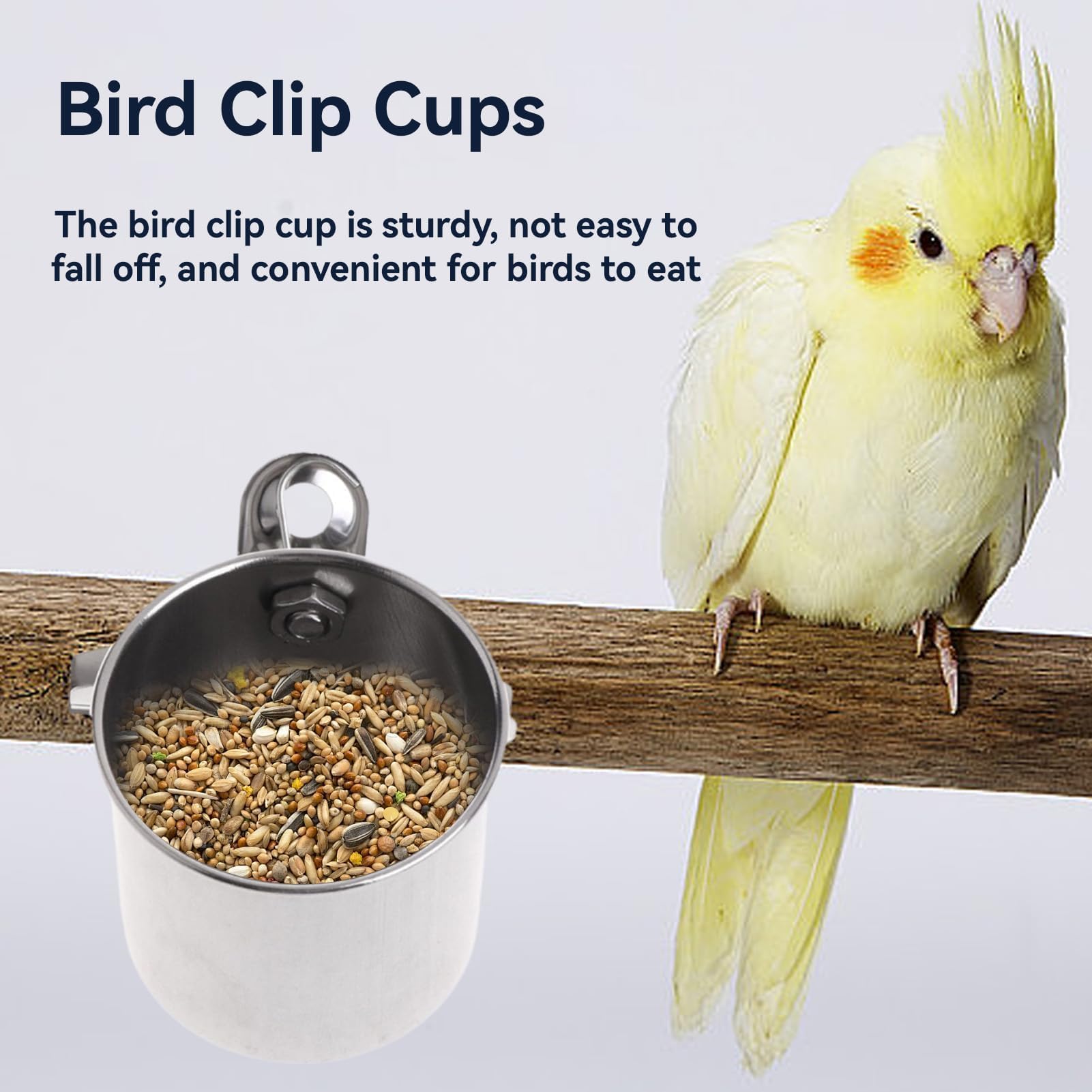Stainless Steel Bird Feeder Bowls, Parrot Feeding Cups Bird Perch Chinchilla Food Bowl with Clip and Parrots Cage Stand Stainless Bird Cups Single - image 4